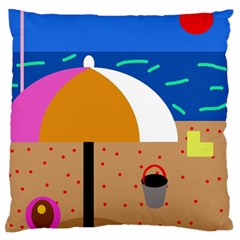 On The Beach  Large Flano Cushion Case (two Sides) by Valentinaart