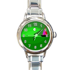 Green Monster Fish Round Italian Charm Watch by Valentinaart