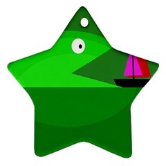 Green Monster Fish Ornament (star) 