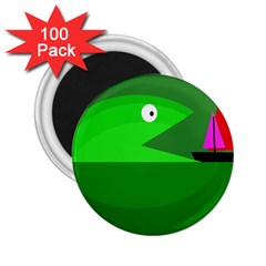 Green Monster Fish 2 25  Magnets (100 Pack) 