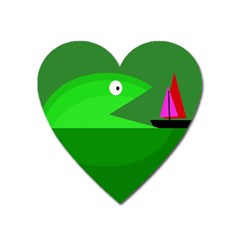 Green Monster Fish Heart Magnet