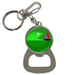 Green Monster Fish Bottle Opener Key Chains by Valentinaart