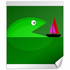 Green Monster Fish Canvas 8  X 10 