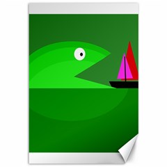 Green Monster Fish Canvas 12  X 18  