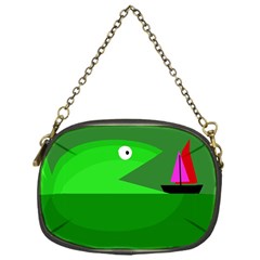 Green Monster Fish Chain Purses (one Side)  by Valentinaart