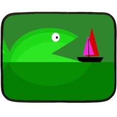 Green Monster Fish Double Sided Fleece Blanket (mini) 