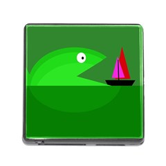 Green Monster Fish Memory Card Reader (square)