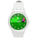 Green monster fish Round Plastic Sport Watch (M) Front