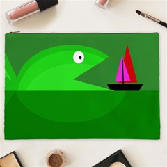 Green Monster Fish Cosmetic Bag (xxl)  by Valentinaart