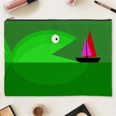 Green Monster Fish Cosmetic Bag (xxxl)  by Valentinaart