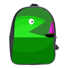 Green Monster Fish School Bags (xl)  by Valentinaart