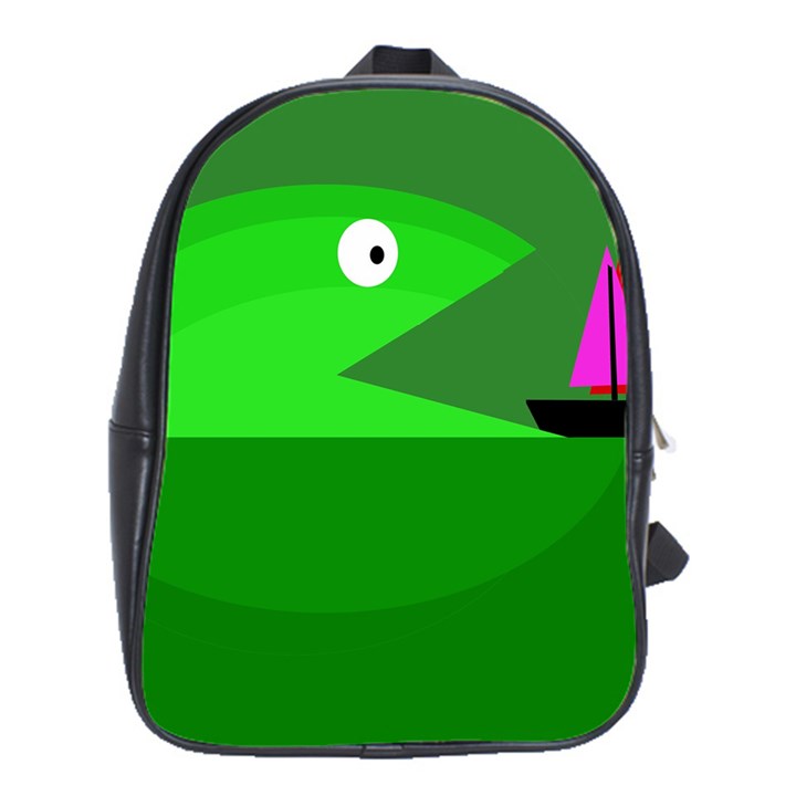 Green monster fish School Bags (XL) 