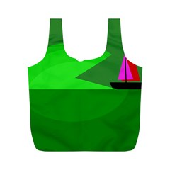 Green Monster Fish Full Print Recycle Bags (m)  by Valentinaart