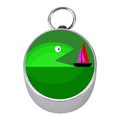 Green Monster Fish Mini Silver Compasses