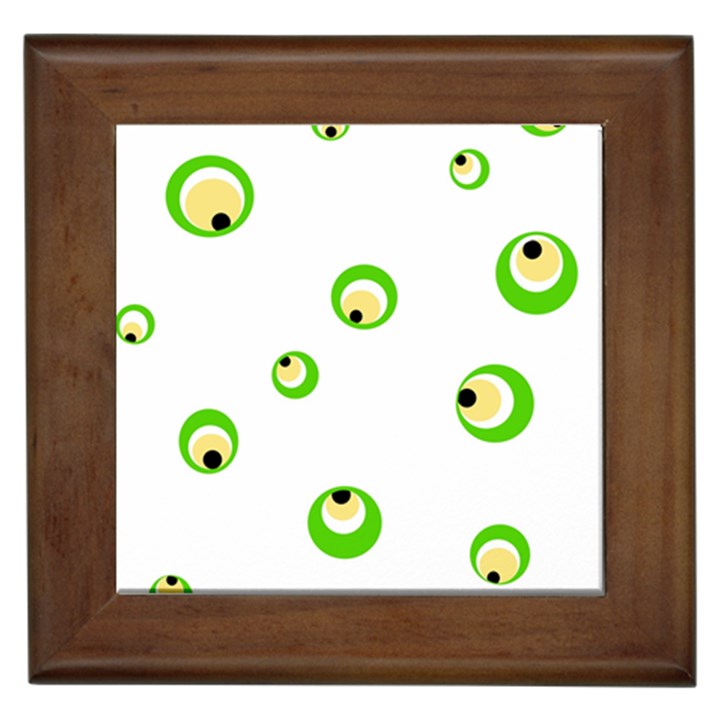 Green eyes Framed Tiles