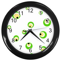 Green Eyes Wall Clocks (black)