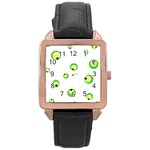 Green eyes Rose Gold Leather Watch  Front