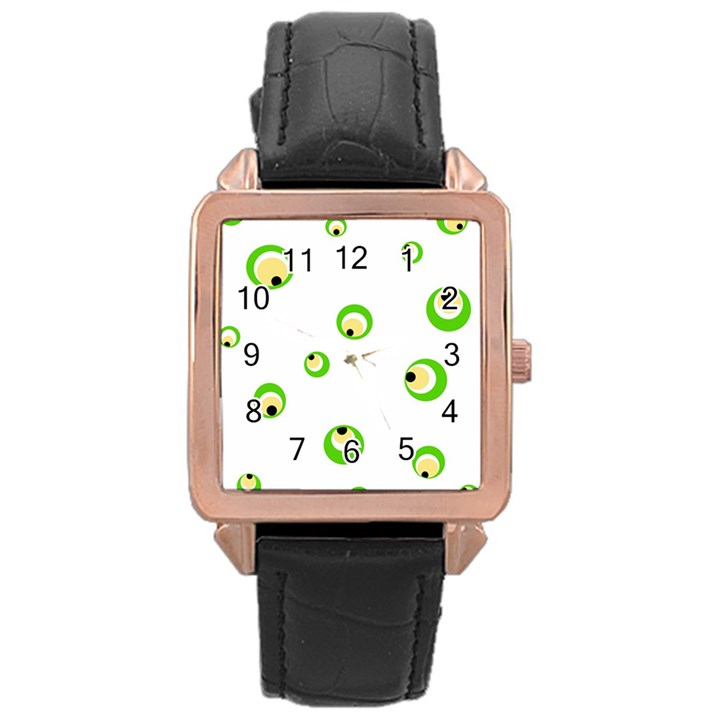 Green eyes Rose Gold Leather Watch 