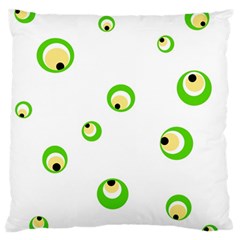 Green Eyes Large Flano Cushion Case (one Side)