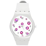 Purple eyes Round Plastic Sport Watch (M) Front