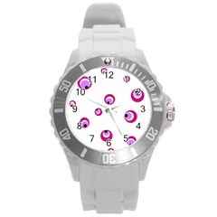 Purple Eyes Round Plastic Sport Watch (l) by Valentinaart