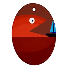 Red Monster Fish Ornament (oval) 