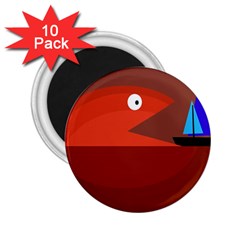 Red Monster Fish 2 25  Magnets (10 Pack) 