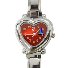 Red Monster Fish Heart Italian Charm Watch by Valentinaart