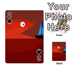 Red Monster Fish Playing Cards 54 Designs  by Valentinaart