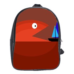 Red Monster Fish School Bags(large)  by Valentinaart