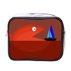 Red Monster Fish Mini Toiletries Bags by Valentinaart