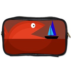 Red Monster Fish Toiletries Bags 2-side by Valentinaart