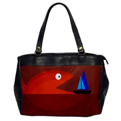 Red Monster Fish Office Handbags by Valentinaart