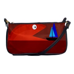 Red Monster Fish Shoulder Clutch Bags by Valentinaart