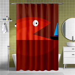 Red Monster Fish Shower Curtain 48  X 72  (small) 