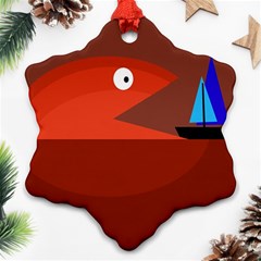 Red Monster Fish Ornament (snowflake) 