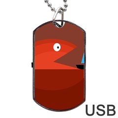 Red Monster Fish Dog Tag Usb Flash (two Sides)  by Valentinaart