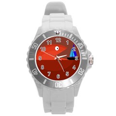 Red Monster Fish Round Plastic Sport Watch (l) by Valentinaart