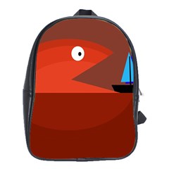 Red Monster Fish School Bags (xl)  by Valentinaart