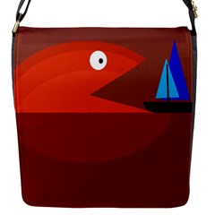 Red Monster Fish Flap Messenger Bag (s) by Valentinaart