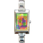 Colorful geometrical design Rectangle Italian Charm Watch Front