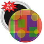 Colorful geometrical design 3  Magnets (100 pack) Front