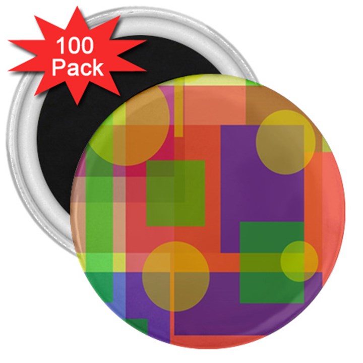 Colorful geometrical design 3  Magnets (100 pack)