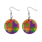 Colorful geometrical design Mini Button Earrings Front