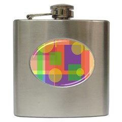 Colorful Geometrical Design Hip Flask (6 Oz) by Valentinaart