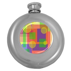 Colorful Geometrical Design Round Hip Flask (5 Oz) by Valentinaart