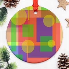 Colorful Geometrical Design Round Ornament (two Sides)  by Valentinaart