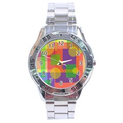 Colorful Geometrical Design Stainless Steel Analogue Watch by Valentinaart