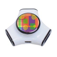 Colorful Geometrical Design 3-port Usb Hub by Valentinaart