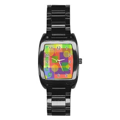 Colorful Geometrical Design Stainless Steel Barrel Watch by Valentinaart